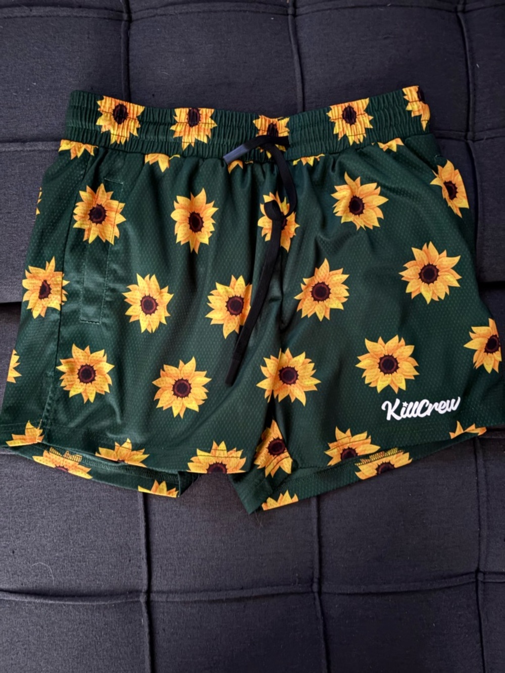 KillCrew Sunflower Print Athletic Shorts - Green & Yellow